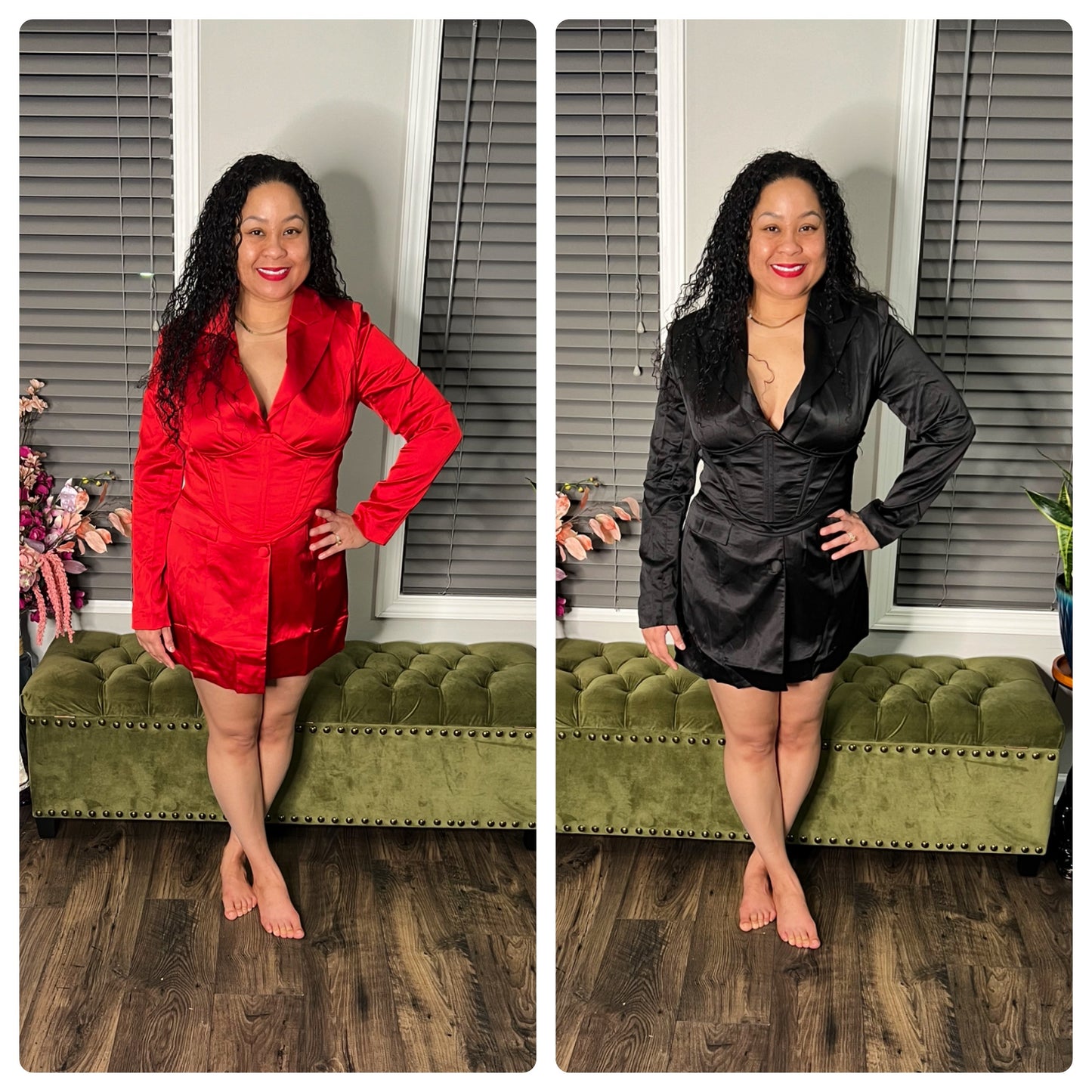 SATIN BLAZER W/CORSET WAIST BELT