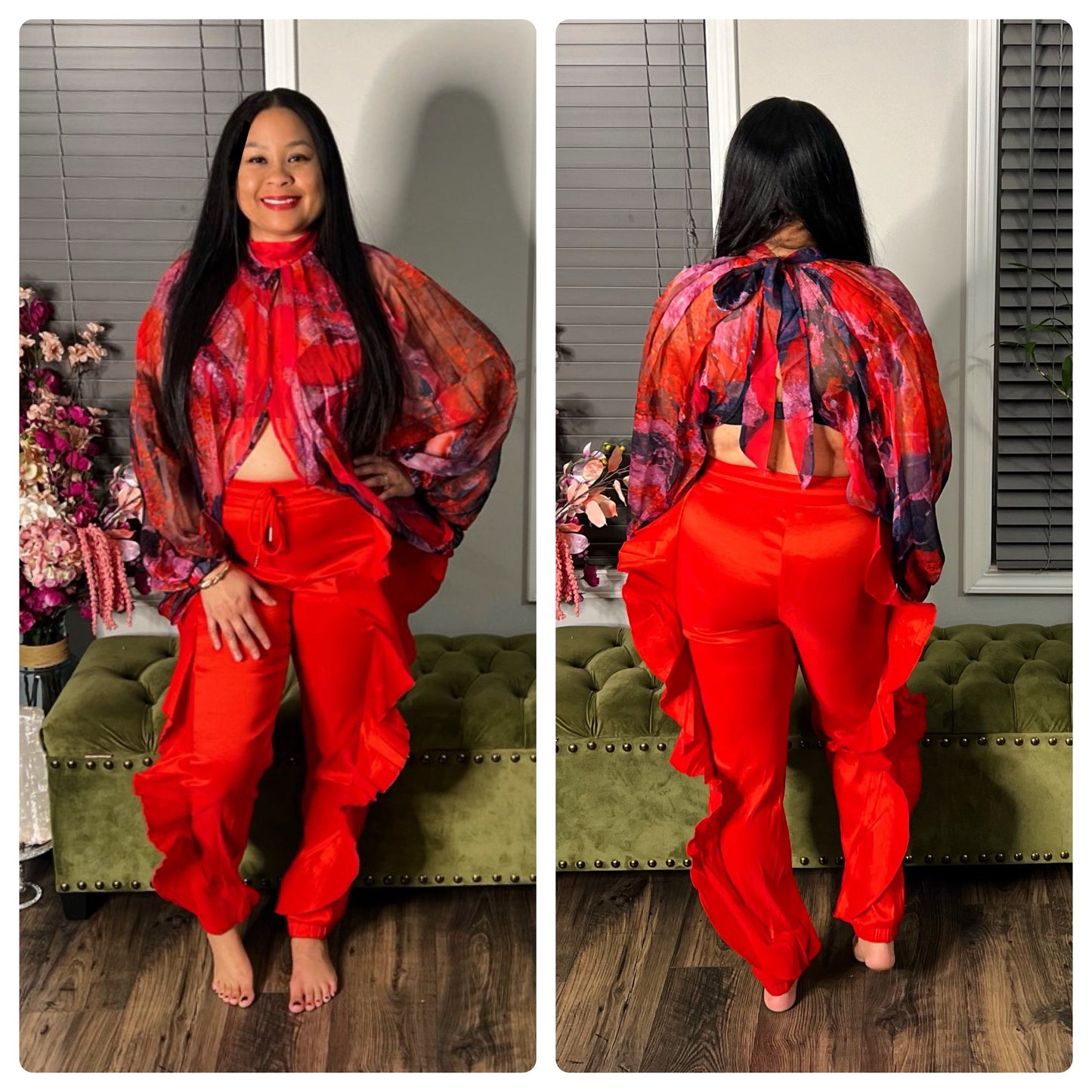 Red Ruffle Pants no