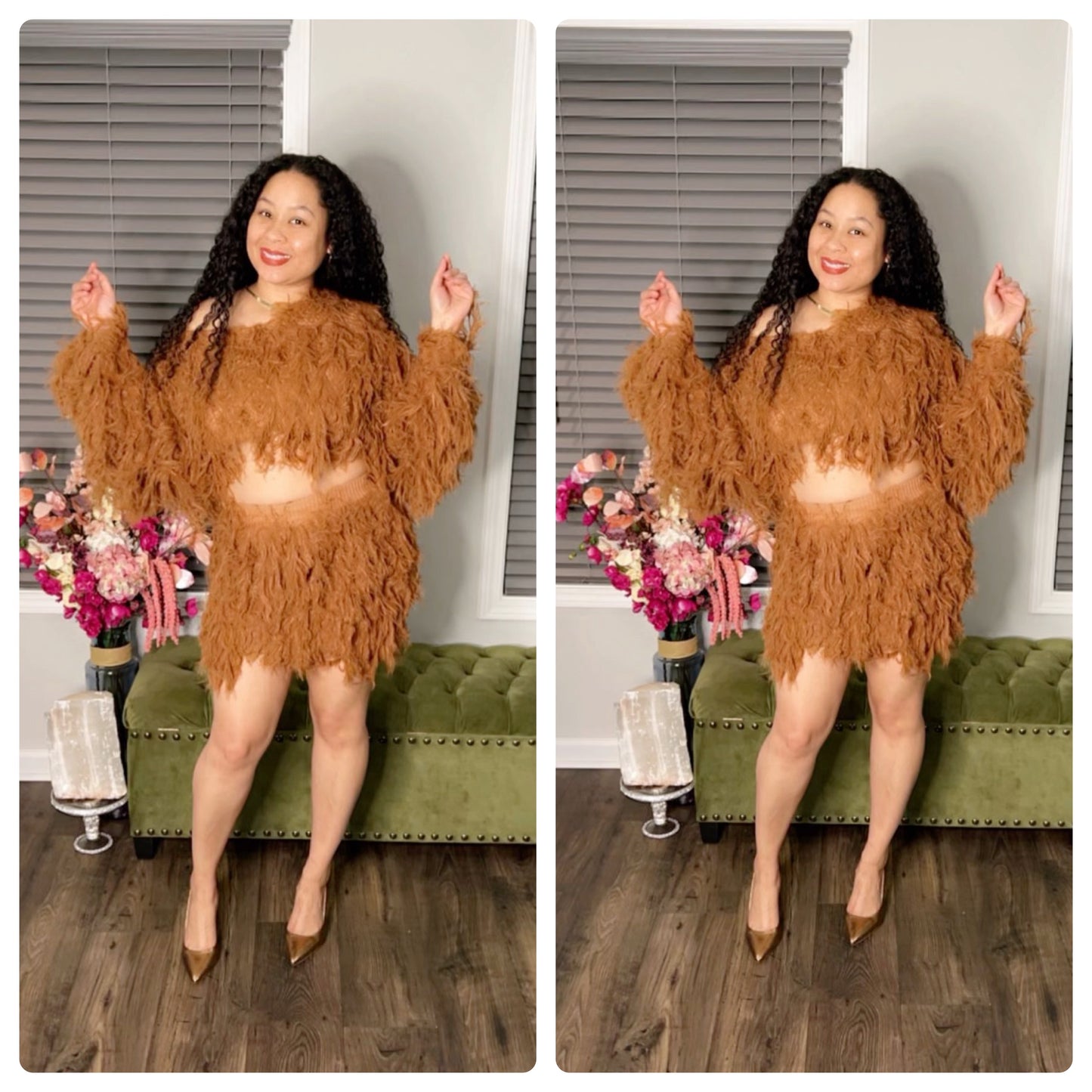 SHAGGY LS CROP TOP & SKIRT SET
