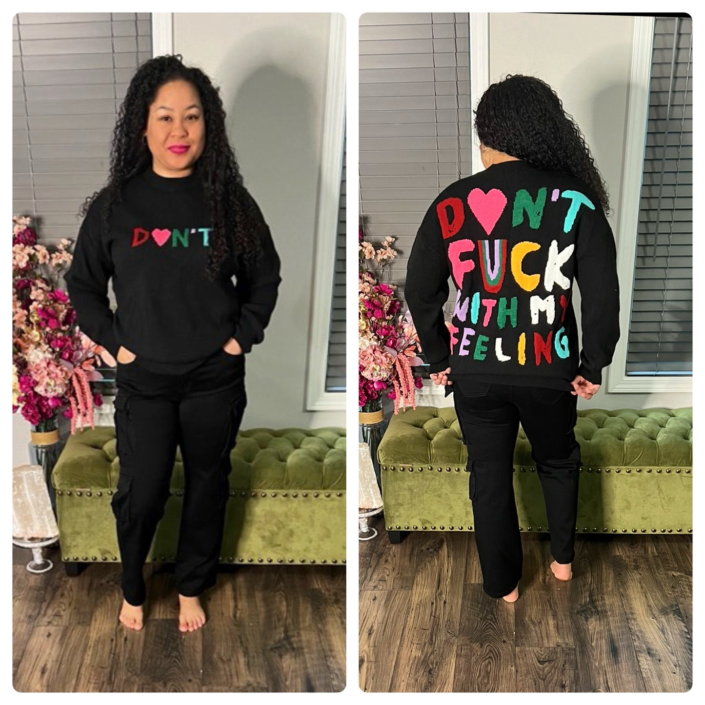 DONT" GRAPHIC KNIT SWEATER