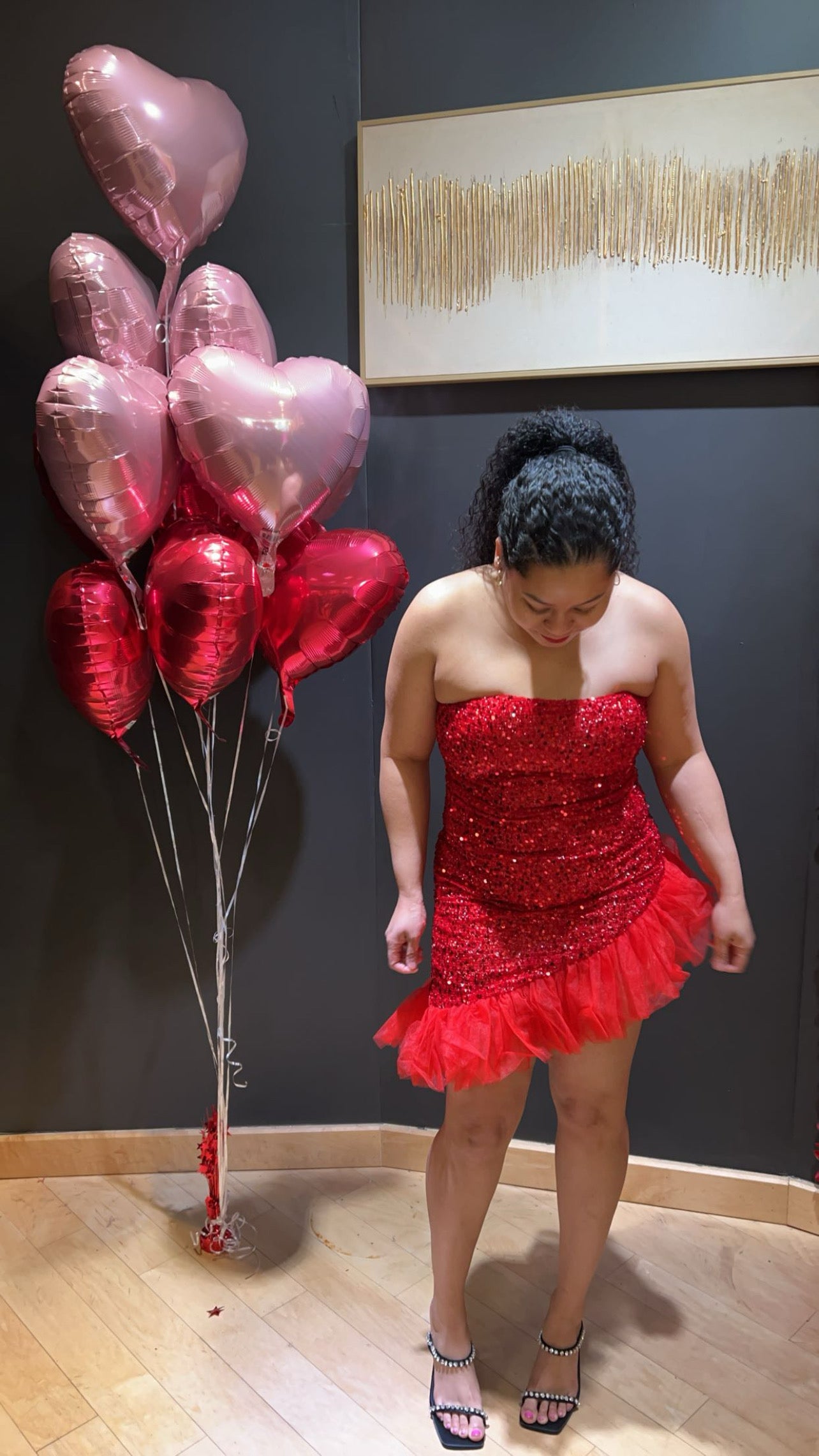 Sleeveless Sequins Ruffle Bottom Mini Dress