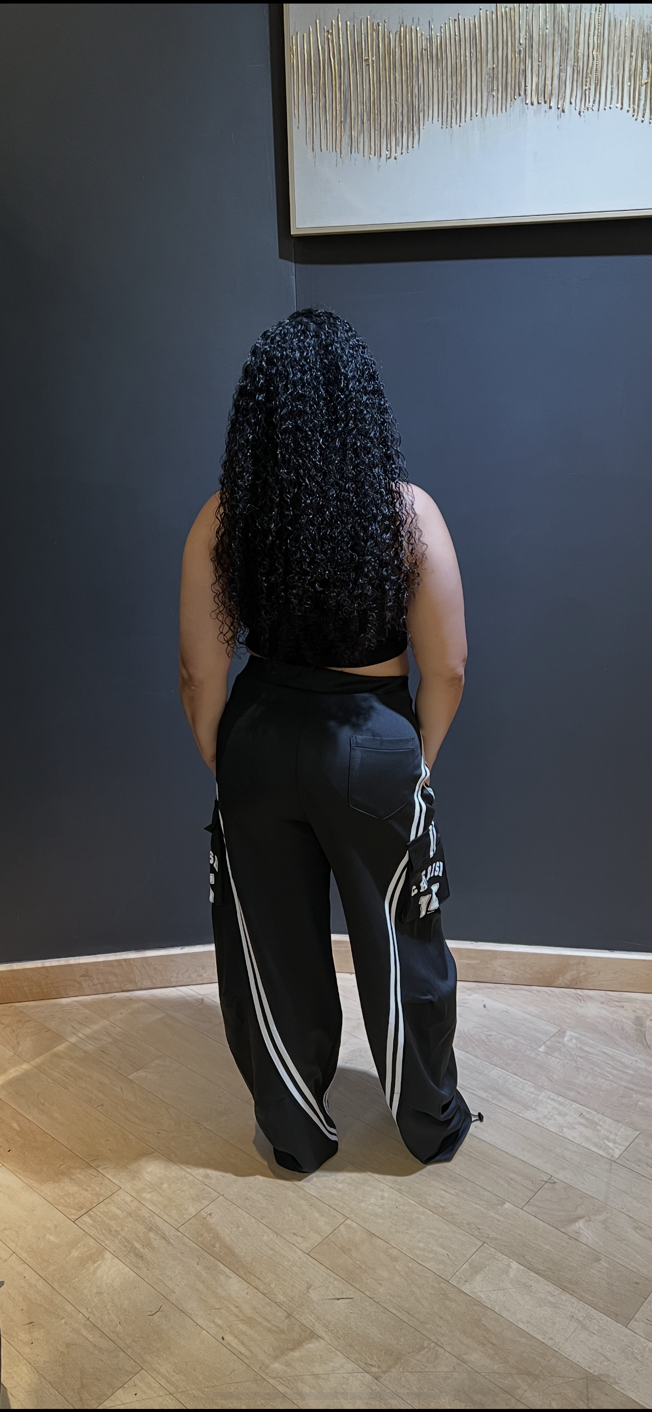 DENIM CONTRAST CARGO TRACK PANTS
