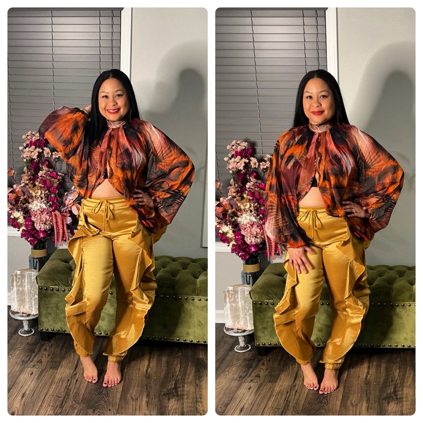 Gold Ruffle Pants