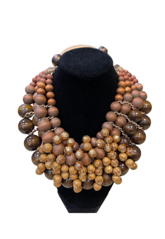 Wood Wide Collar Necklace Set