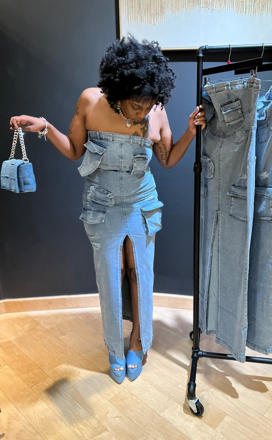 Denim Cargo Dress