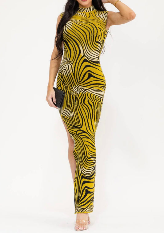 Zebra Print Sleeveless Dress