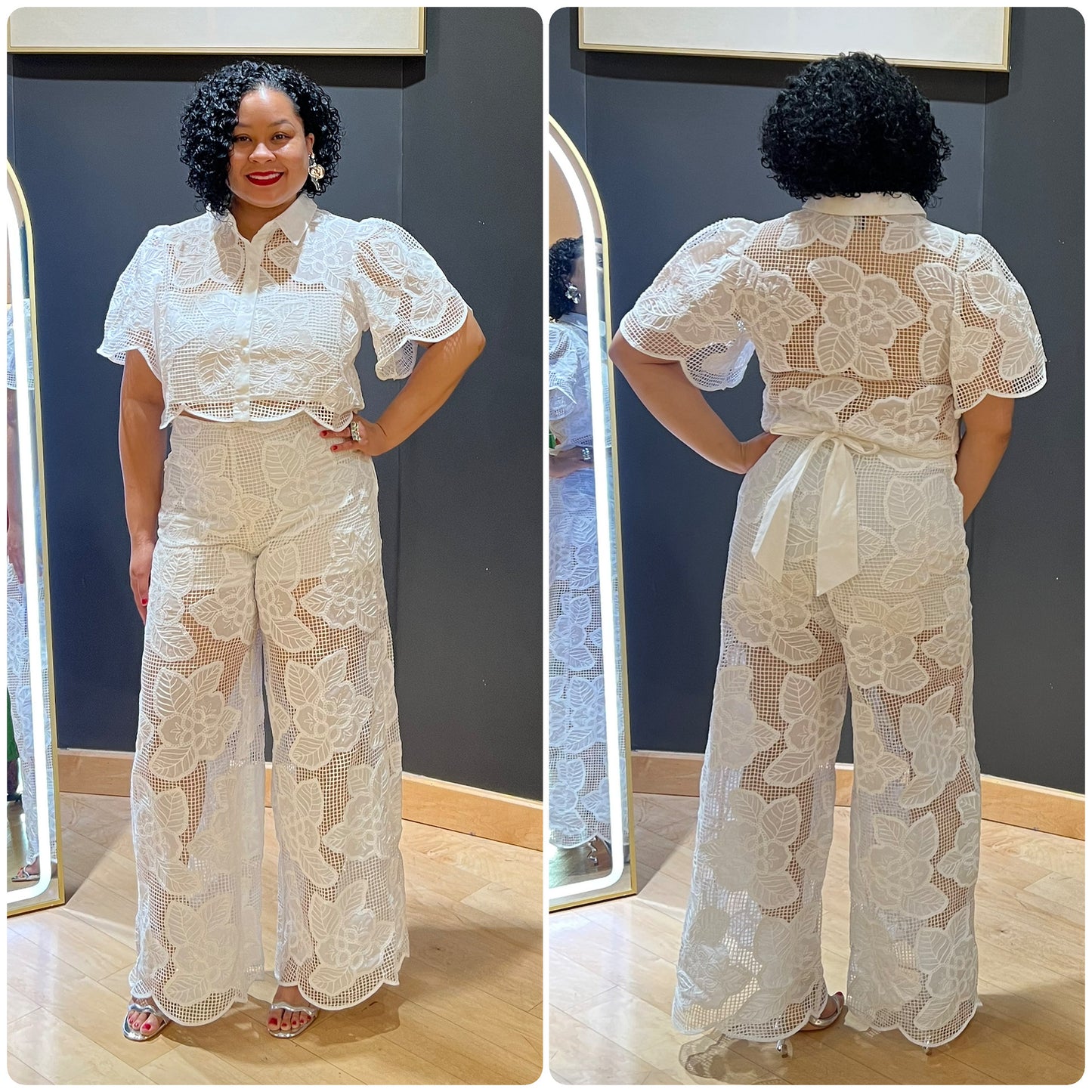 Florentia White Crochet Top & Pants Set