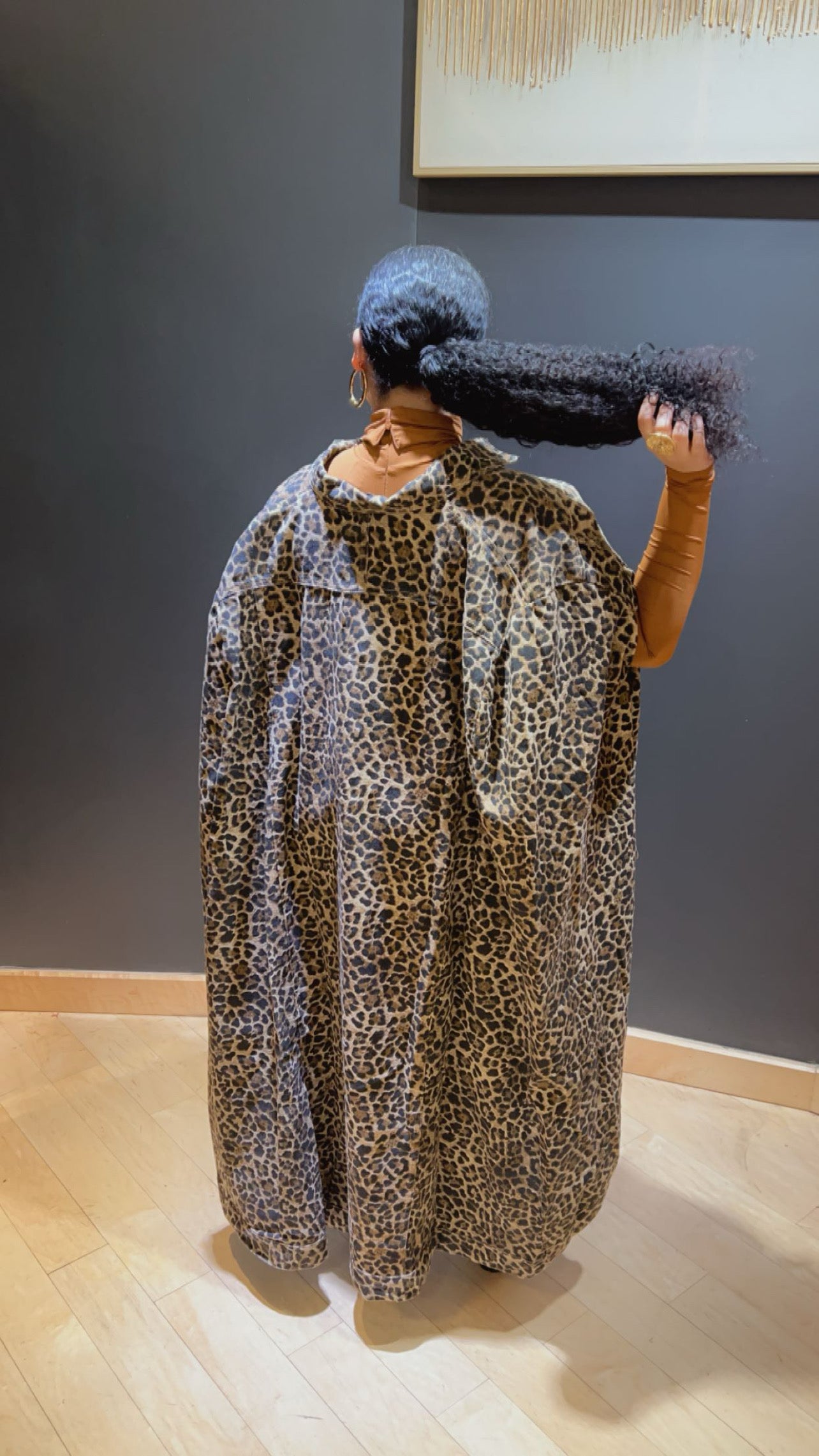 Leopard Jean High Low Duster