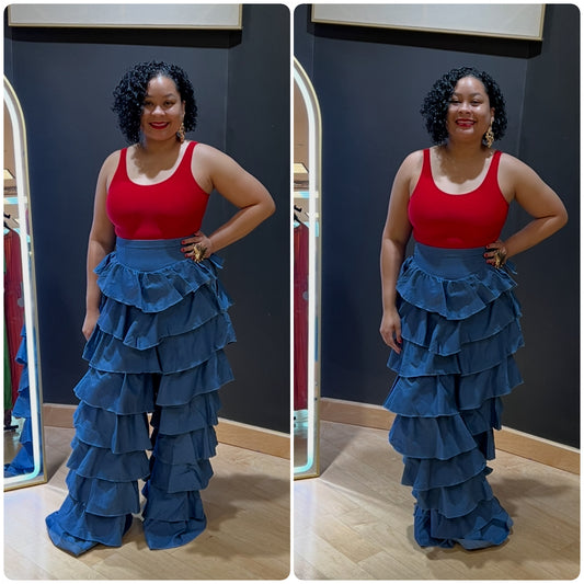 Denim Ruffle Stack Jeans