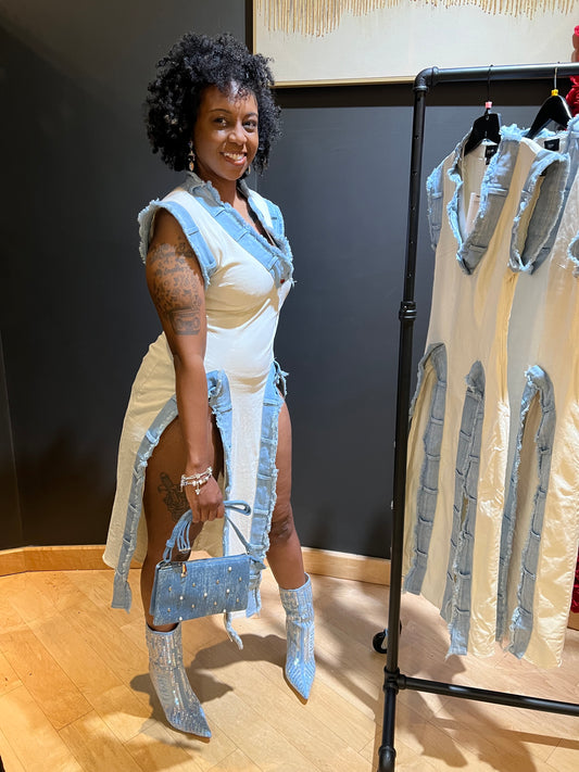 Tiffany Denim Trim Dress