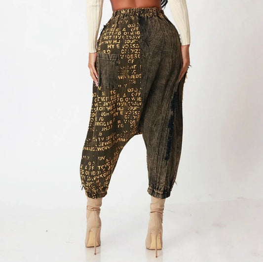 Letter Print Baggy Pants