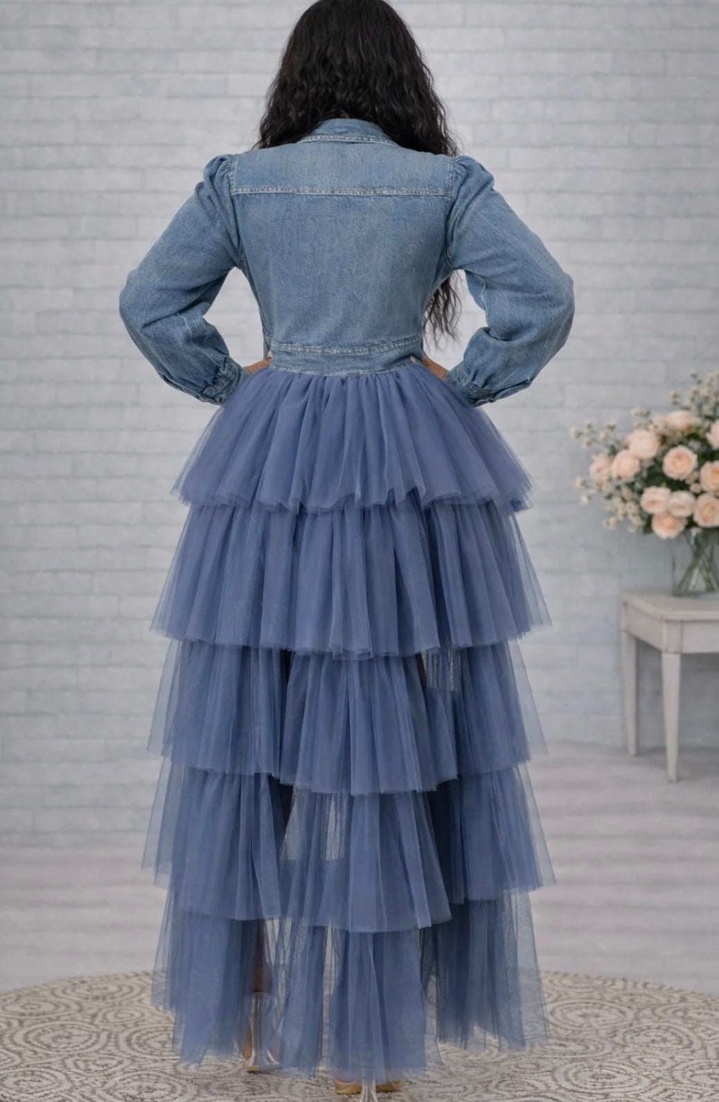 Denim High-Low Blue Tulle Dress