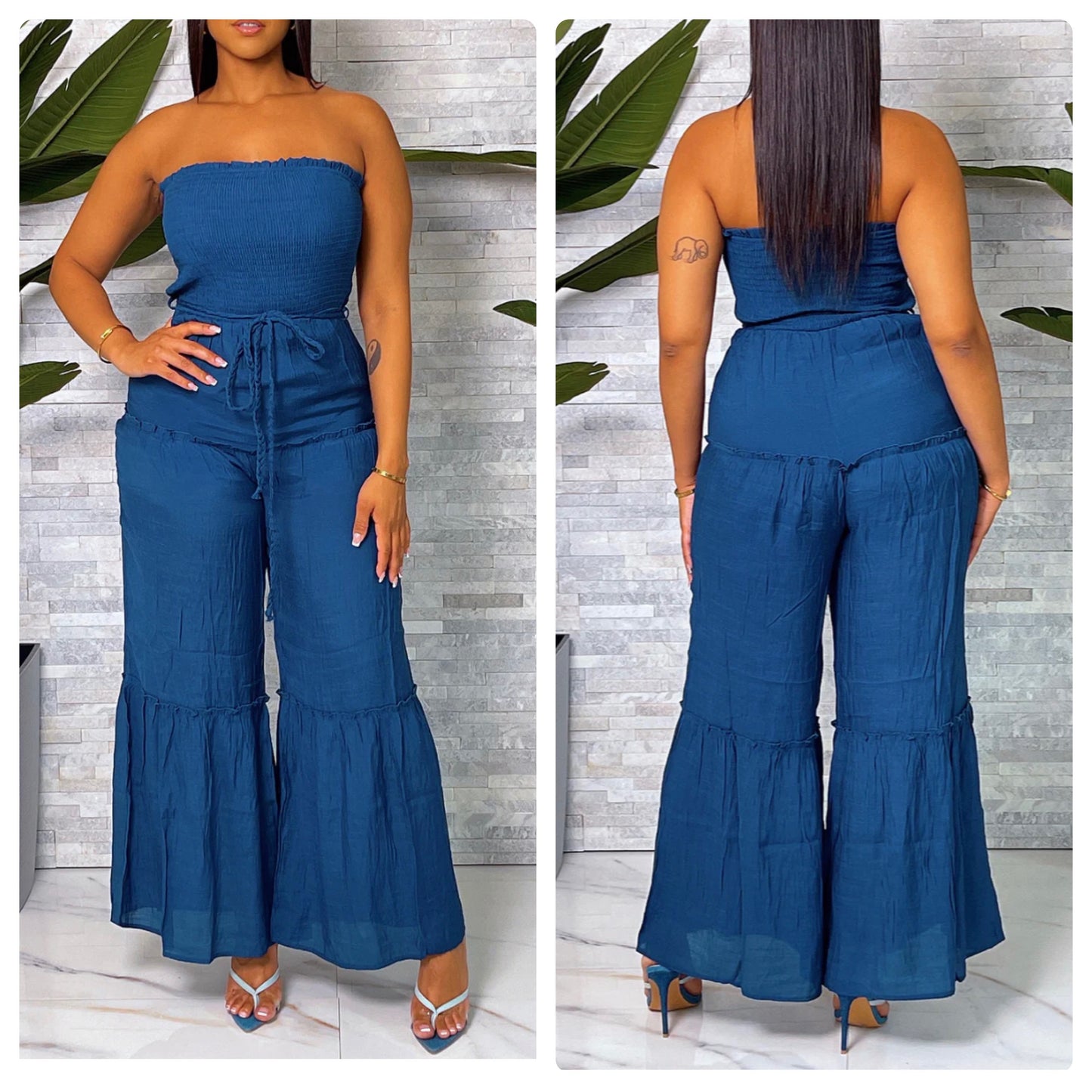 Navy Strapless Jumpsuit