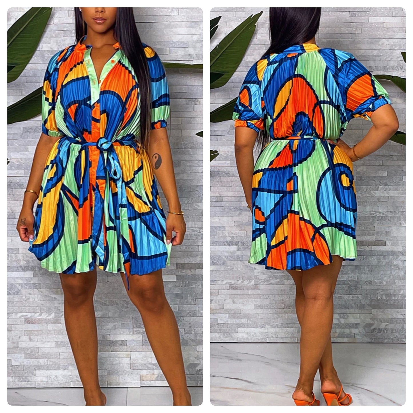 Pleated Swirl Dress