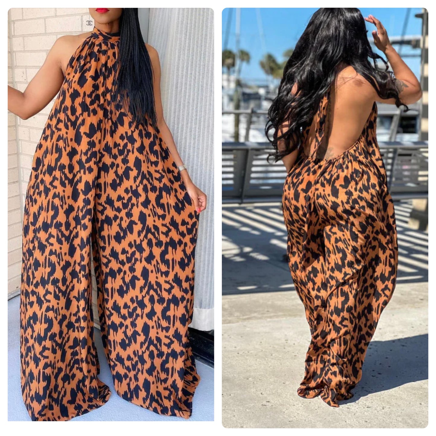 Leoaprd Palazzo Jumpsuit (Back Out)