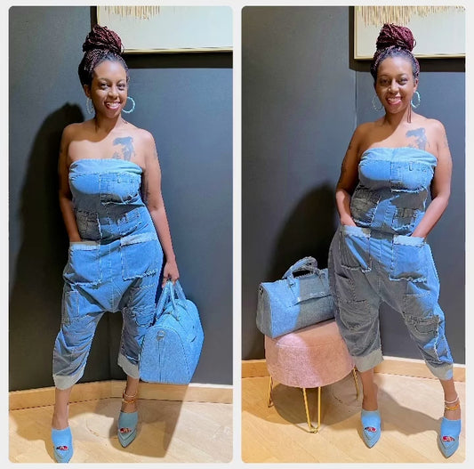 Denim Patchwork Jumpsuit