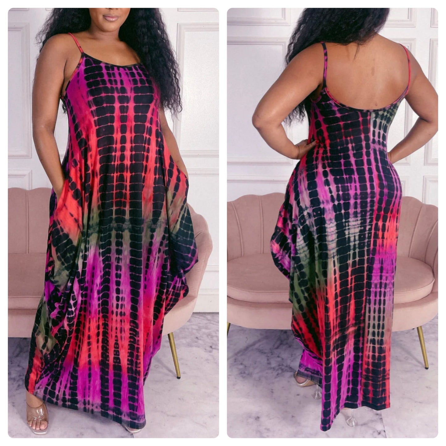 Tie Dye Maxi Dress (Purple)