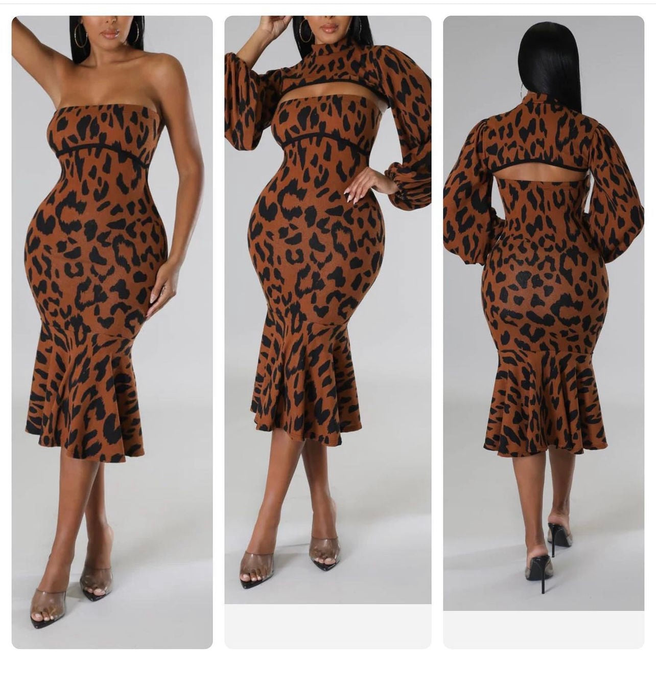 Leopard 2 Piece Dress (Bodycon)