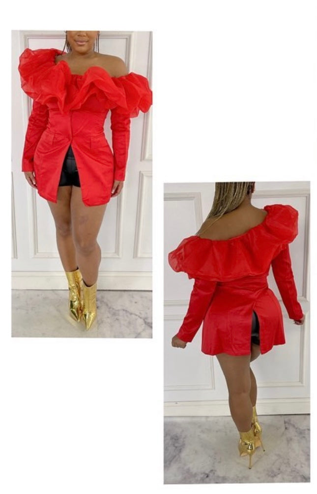 Sexy Ruffle Blazer Dress